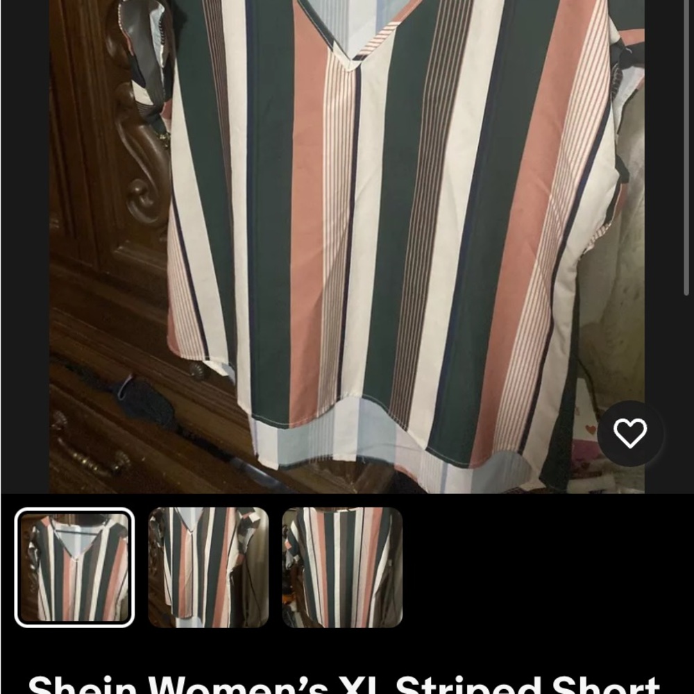 Shein Women's XL Striped Short Sleeve V-Neck Blouse Shirt Top
Size XL